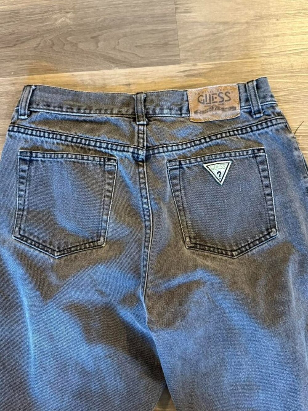 Vintage 90's Georges Marciano for Guess black denim boot leg jeans with logo